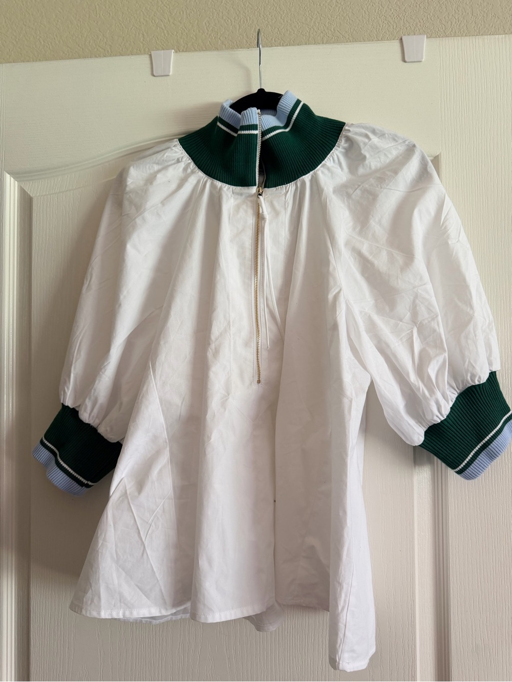 Anthropologie White Popover with Green Trim - Picture 6 of 6